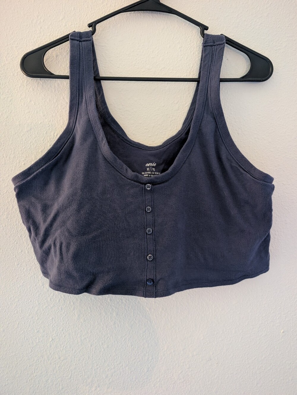 aerie Navy Button-Front Crop Tank